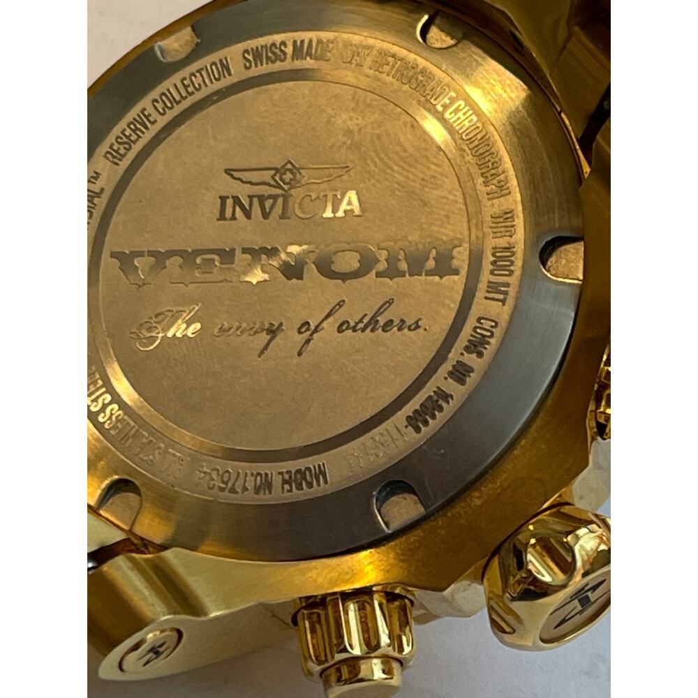 Invicta Venom Chronograph Black Dial Gold-plated Men's Watch 17634 - Picture 8 of 10